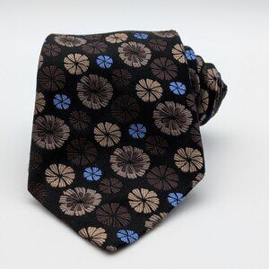 Serica 100% Italian Silk Tie Floral Pattern Black / Blue / Brown / Tan